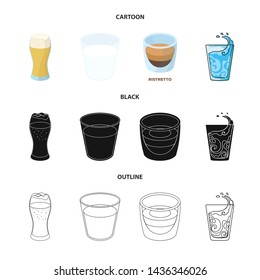 Vector design of glass and transparent icon. Set of glass and empty stock vector illustration.