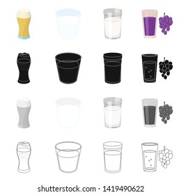 Vector design of glass  and transparent  symbol. Set of glass  and empty  vector icon for stock.