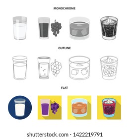 Vector design of glass  and transparent  symbol. Set of glass  and empty  vector icon for stock.