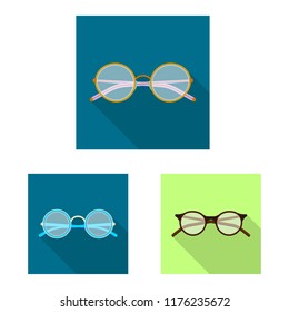 Vector design of glasses and frame icon. Set of glasses and accessory vector icon for stock.