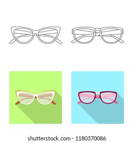 Vector design of glasses and frame icon. Collection of glasses and accessory stock vector illustration.