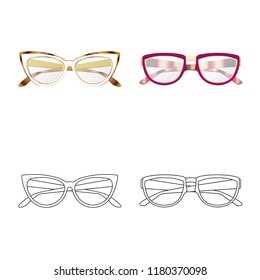 Vector design of glasses and frame icon. Set of glasses and accessory stock vector illustration.