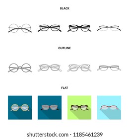 Vector design of glasses and frame icon. Collection of glasses and accessory vector icon for stock.