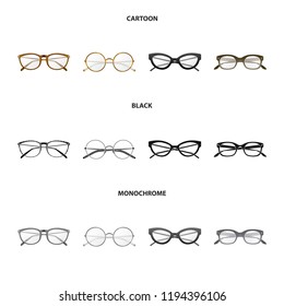 Vector design of glasses and frame icon. Set of glasses and accessory stock symbol for web.