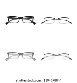Vector design of glasses and frame icon. Collection of glasses and accessory vector icon for stock.