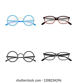 Vector design of glasses and frame icon. Collection of glasses and accessory vector icon for stock.