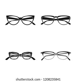 Vector design of glasses and frame icon. Set of glasses and accessory stock symbol for web.