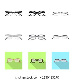 Vector design of glasses and frame icon. Collection of glasses and accessory vector icon for stock.