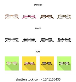 Vector design of glasses and frame icon. Collection of glasses and accessory stock vector illustration.