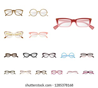 Vector design of glasses and frame icon. Collection of glasses and accessory stock vector illustration.