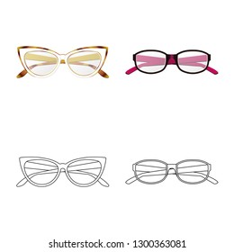 Vector design of glasses and frame icon. Collection of glasses and accessory vector icon for stock.