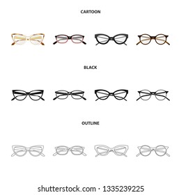 Vector design of glasses and frame icon. Set of glasses and accessory vector icon for stock.