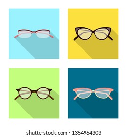 Vector design of glasses and frame icon. Set of glasses and accessory stock symbol for web.
