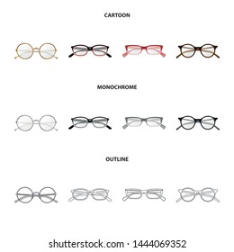 Vector design of glasses and frame icon. Collection of glasses and accessory vector icon for stock.