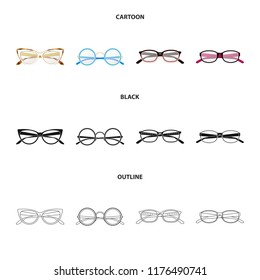 Vector design of glasses and frame logo. Collection of glasses and accessory stock vector illustration.