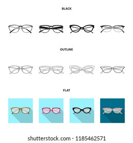 Vector design of glasses and frame logo. Set of glasses and accessory stock vector illustration.
