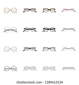 Vector design of glasses and frame logo. Collection of glasses and accessory vector icon for stock.