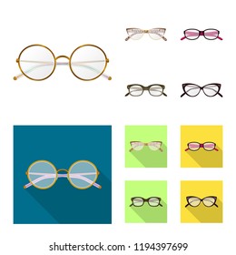 Vector design of glasses and frame logo. Set of glasses and accessory stock symbol for web.