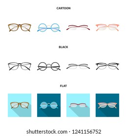 Vector design of glasses and frame logo. Collection of glasses and accessory stock symbol for web.