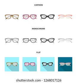 Vector design of glasses and frame logo. Set of glasses and accessory stock vector illustration.