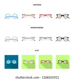 Vector design of glasses and frame logo. Set of glasses and accessory stock symbol for web.