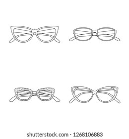 Vector design of glasses and frame logo. Collection of glasses and accessory stock vector illustration.