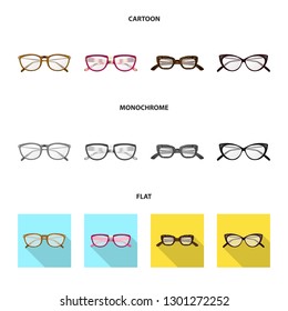 Vector design of glasses and frame logo. Collection of glasses and accessory stock symbol for web.