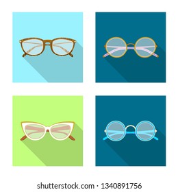 Vector design of glasses and frame logo. Set of glasses and accessory stock symbol for web.