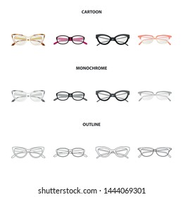Vector design of glasses and frame logo. Collection of glasses and accessory vector icon for stock.