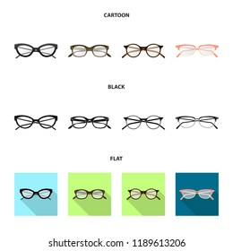 Vector design of glasses and frame sign. Set of glasses and accessory stock symbol for web.
