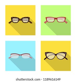Vector design of glasses and frame sign. Collection of glasses and accessory stock symbol for web.
