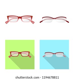 Vector design of glasses and frame sign. Collection of glasses and accessory vector icon for stock.