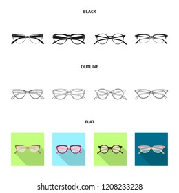 Vector design of glasses and frame sign. Set of glasses and accessory stock vector illustration.