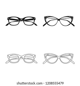 Vector design of glasses and frame sign. Set of glasses and accessory vector icon for stock.