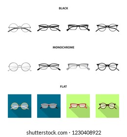 Vector design of glasses and frame sign. Set of glasses and accessory vector icon for stock.