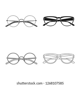 Vector design of glasses and frame sign. Collection of glasses and accessory vector icon for stock.