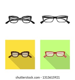Vector design of glasses and frame sign. Collection of glasses and accessory stock symbol for web.