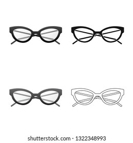 Vector design of glasses and frame sign. Collection of glasses and accessory stock vector illustration.