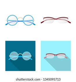 Vector design of glasses and frame sign. Collection of glasses and accessory vector icon for stock.