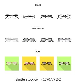 Vector design of glasses and frame sign. Collection of glasses and accessory stock symbol for web.