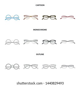 Vector design of glasses and frame sign. Set of glasses and accessory vector icon for stock.