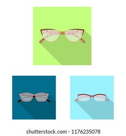 Vector design of glasses and frame symbol. Set of glasses and accessory vector icon for stock.