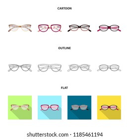 Vector design of glasses and frame symbol. Collection of glasses and accessory stock vector illustration.