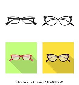 Vector design of glasses and frame symbol. Set of glasses and accessory stock symbol for web.