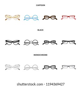 Vector design of glasses and frame symbol. Collection of glasses and accessory stock symbol for web.