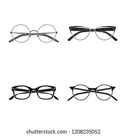 Vector design of glasses and frame symbol. Collection of glasses and accessory vector icon for stock.