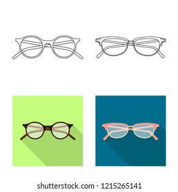 Vector design of glasses and frame symbol. Collection of glasses and accessory stock symbol for web.