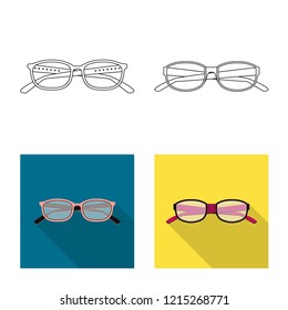 Vector design of glasses and frame symbol. Collection of glasses and accessory vector icon for stock.