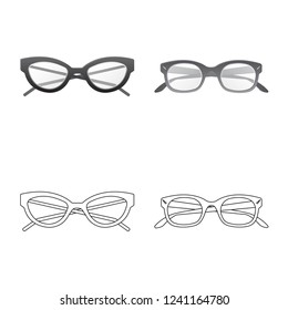 Vector design of glasses and frame symbol. Set of glasses and accessory stock vector illustration.