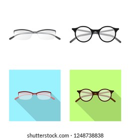 Vector design of glasses and frame symbol. Collection of glasses and accessory stock symbol for web.